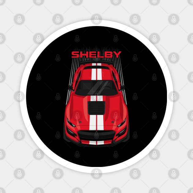 Ford Mustang Shelby GT500 2020-2021 - Race Red - White Stripes Magnet by V8social